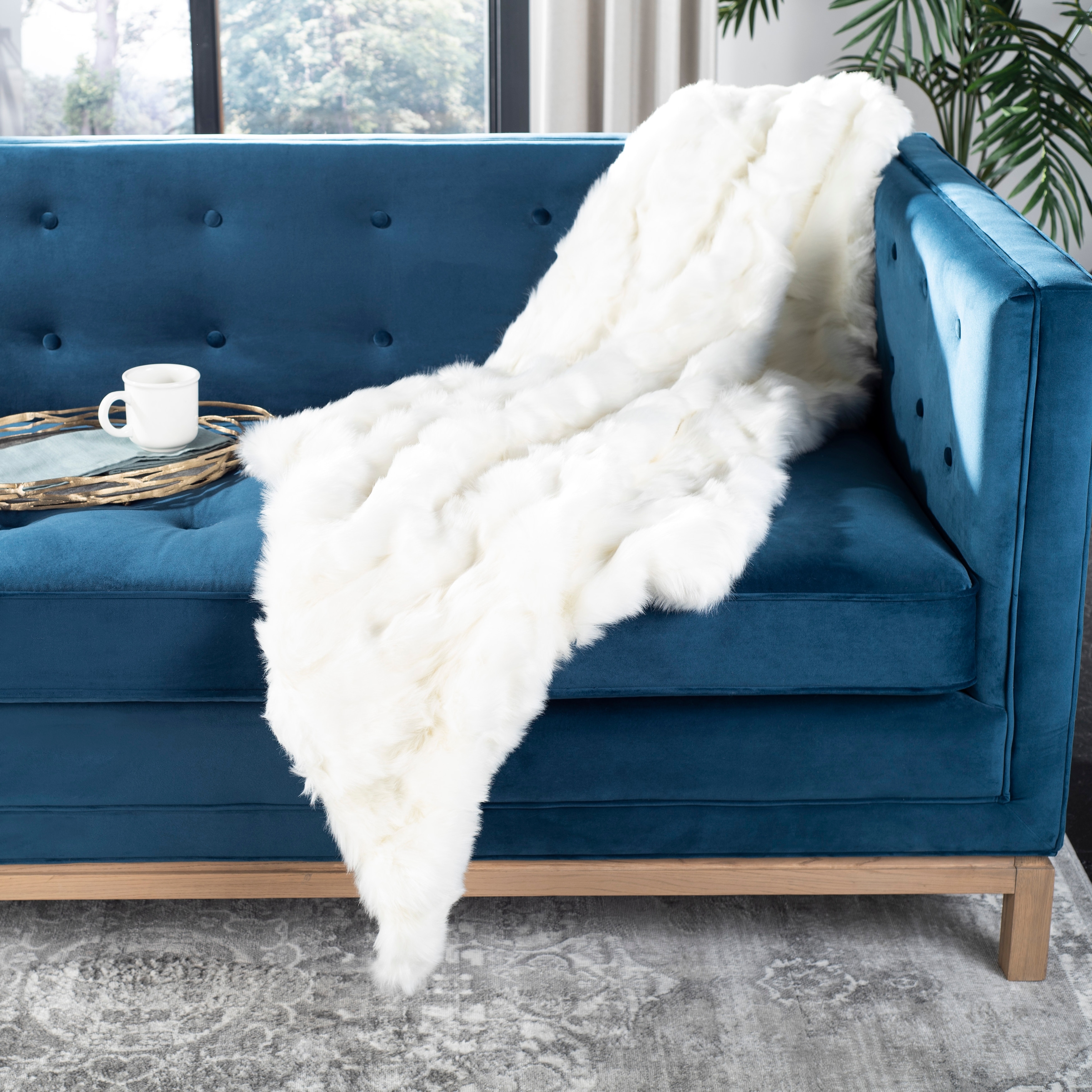 white textured throw