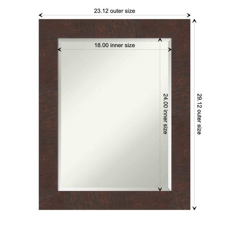 Beveled Wall Mirror - Wildwood Brown Frame - Wildwood Brown - 23 x 29-inch