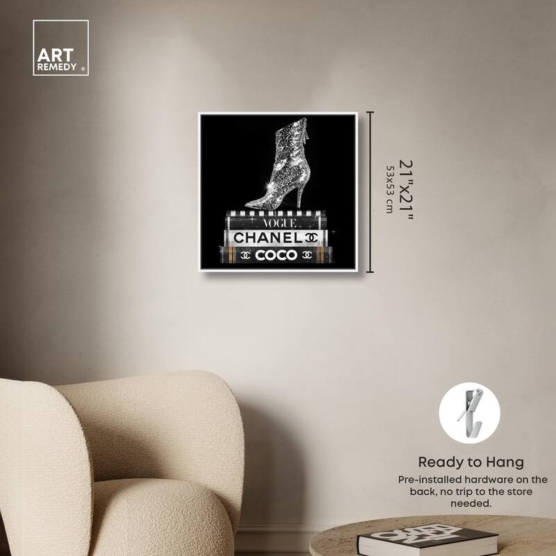 Cosmic Heel Boot and Books Canvas by Art Remedy