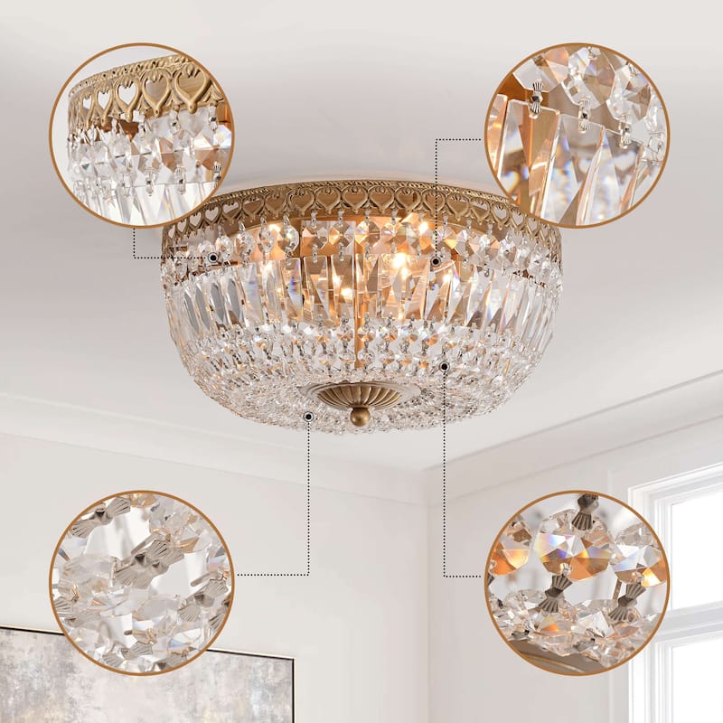 Silver Orchid 14-inch Crystal Flush Mount Chandelier