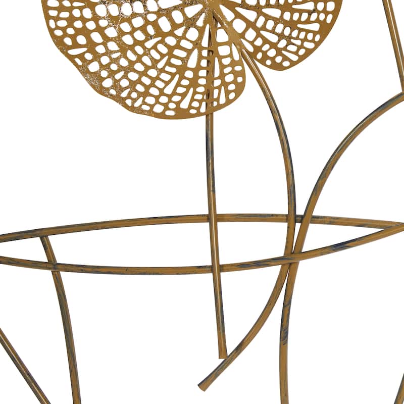 Metal Floral Cutout Wall Decor with Gold Foil Accents - Blue - Roche River Decor