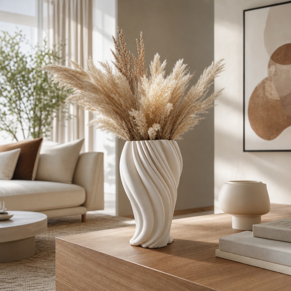 Waveform 3D Printed Vase - Ivory