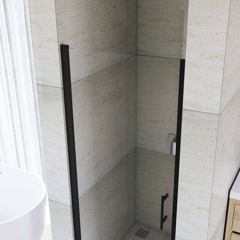 Pivot Semi-Frameless Shower Door in Matte Black Finish