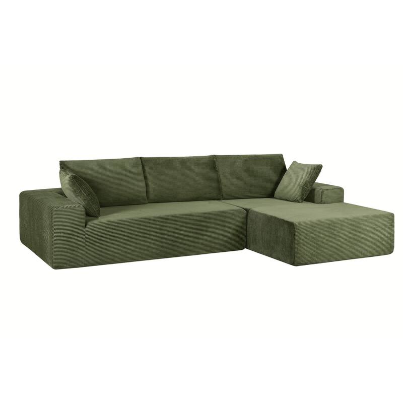 Modular Sleeper Sofa with Wide Armrest Corduroy L Shaped Sectional Couches for Living Room, No Assembly