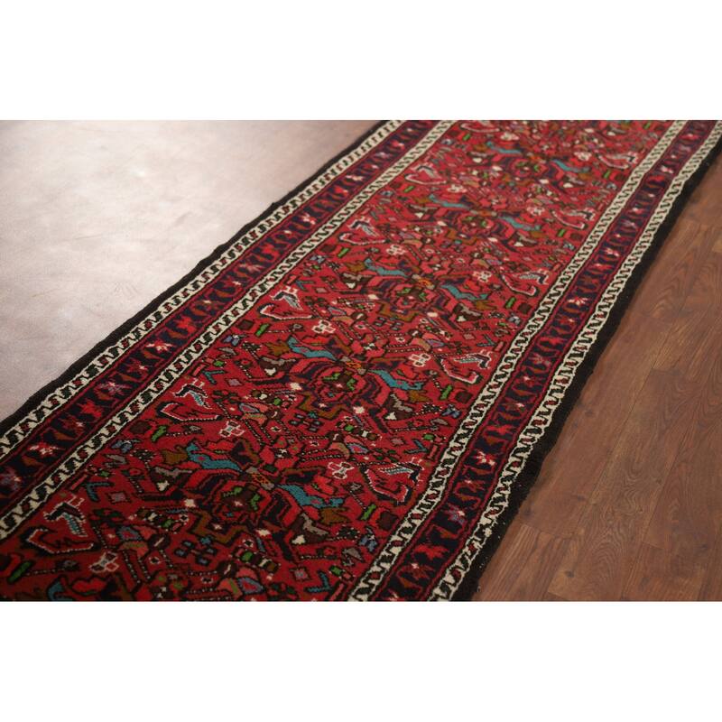 Tribal / Geometric Gharajeh Persian Runner Rug Handmade Wool Carpet - 2'3" x 9'5"