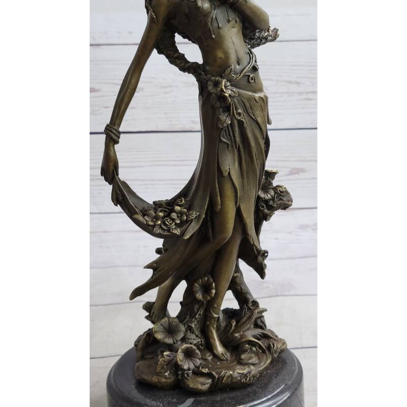 Gaia Earth Mother Nymph Female Figure Bronze Sculpture Statue On Marble Base