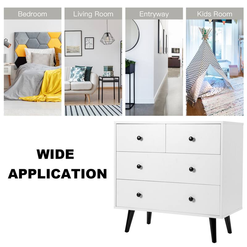 Gymax 4-drawer Storage Dresser Chest of Drawers Storage Cabinet