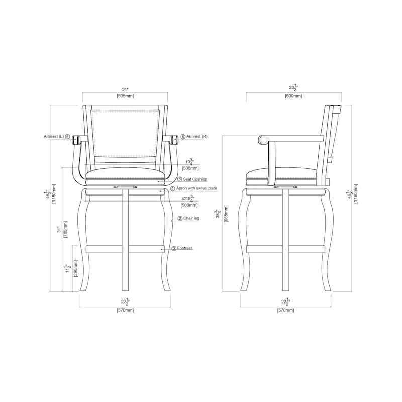 Boraam Jones Wood Swivel Bar Stool
