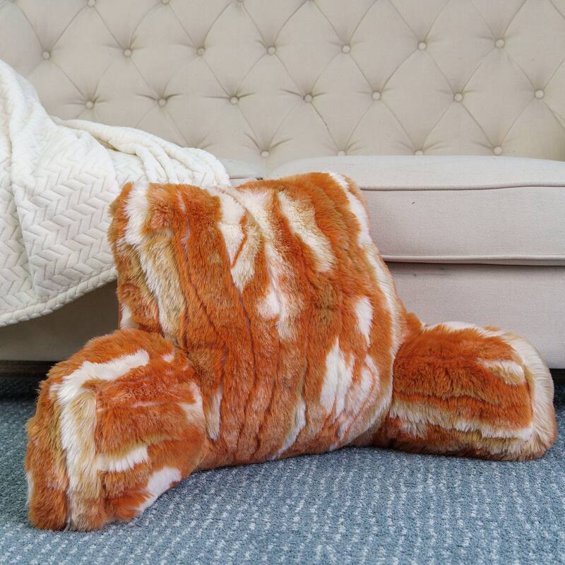 Jacquard FauxFur BedRest, 20" x 18" x 17" - 20" x 18" x 17" - Burnt Orange