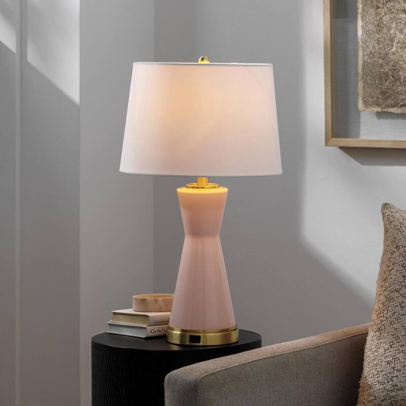 Sahil Modern & Contemporary Pink Accent Table Lamp - 25"H x 14"W x 14"D