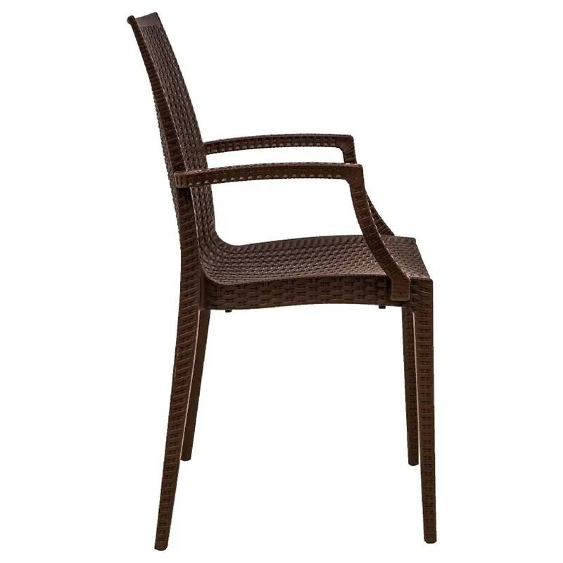 Mace Polypropylene Stackable Armrest Patio Dining Chair with Woven Design for Outdoor Dining Patio Indoor Gatherings
