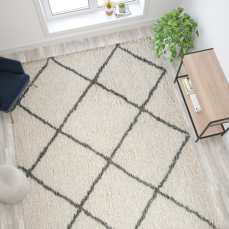 Shag Style Diamond Trellis Area Rug