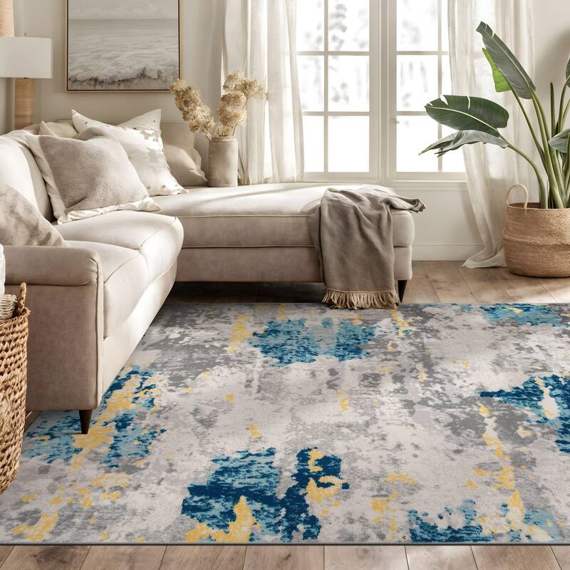 Porch & Den Tanoak Distressed Abstract Pattern Area Rug
