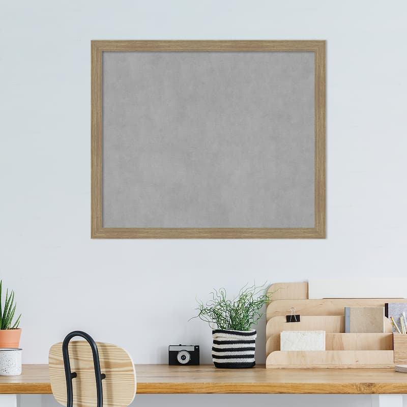 Amanti Art Woodgrain Stripe Mocha Framed Magnetic Board