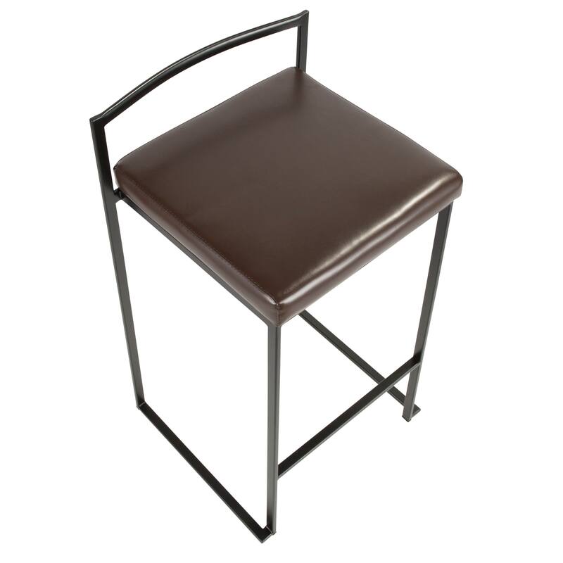 Porch & Den Forrest Black Stackable Fully Welded Counter Stool (Set of 3)