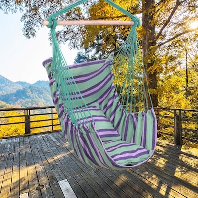 37" Canvas Hammocks Hanging Rope Chair with Pillow
