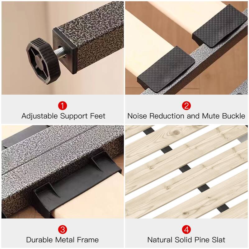 GDFStudio - Queen Size Velvet Upholstered Platform Bed with Special Shaped Headboard