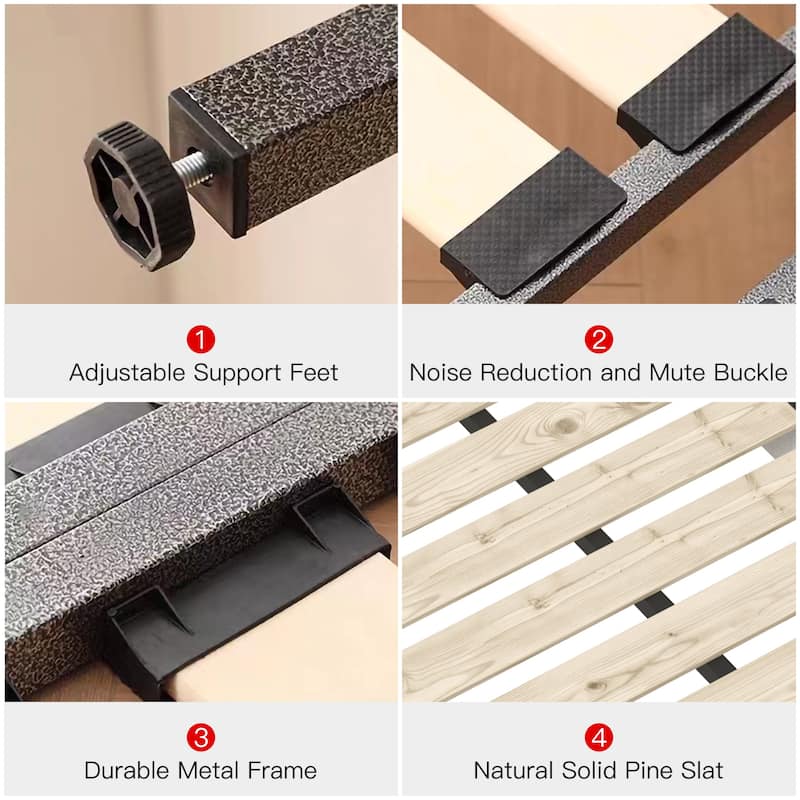 King Size Upholstered Platform Bed with Velvet Headboard, Metal & Solid Wood Frame, Black