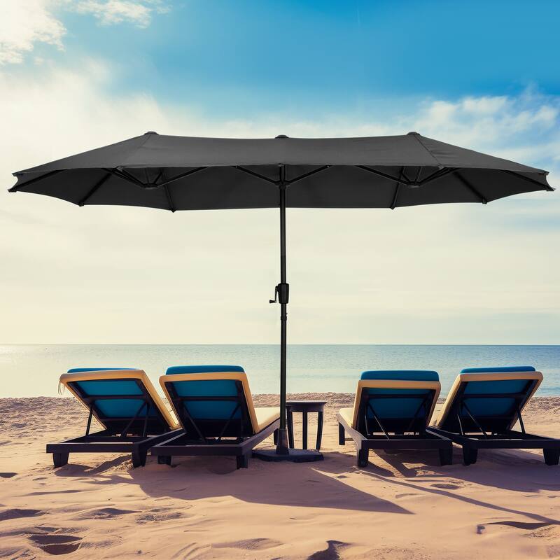 Autlaycil 13ft Extra Large Patio Umbrella with Solar Lights(Without Base) - Black