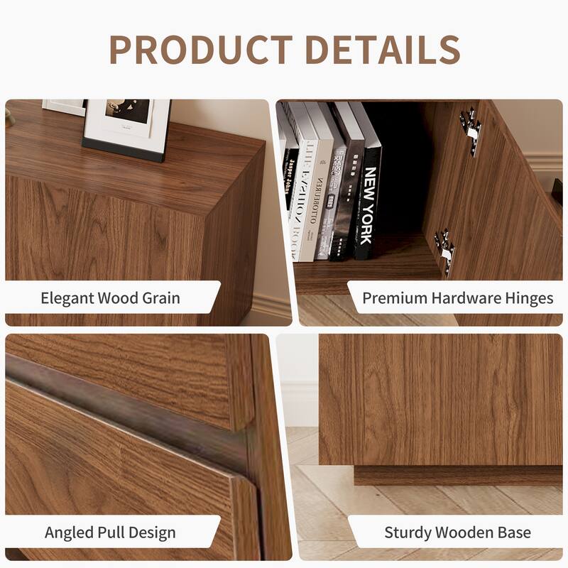 94.7" Modern Mid-Century Brown Wood TV Stand with Storage - Convertible Flat/Stackable Media Console for Living Room