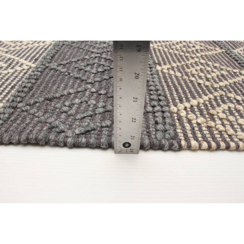 ECARPETGALLERY Braid weave Sienna Grey Wool Rug - 5'1 x 8'1