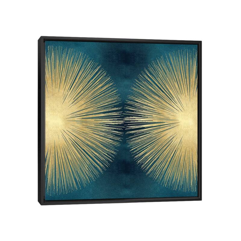 iCanvas "Sunburst Gold On Teal II" by Abby Young Framed Canvas Print - 26x26 - Black