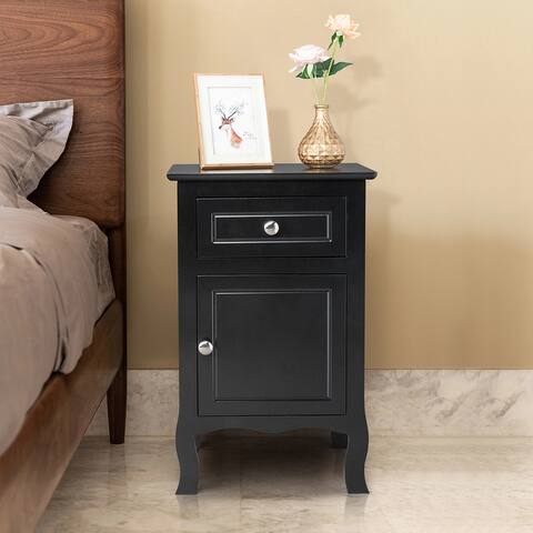 Countryl Style Curved Foot Night Stand with 1 Drawer and 1 Door