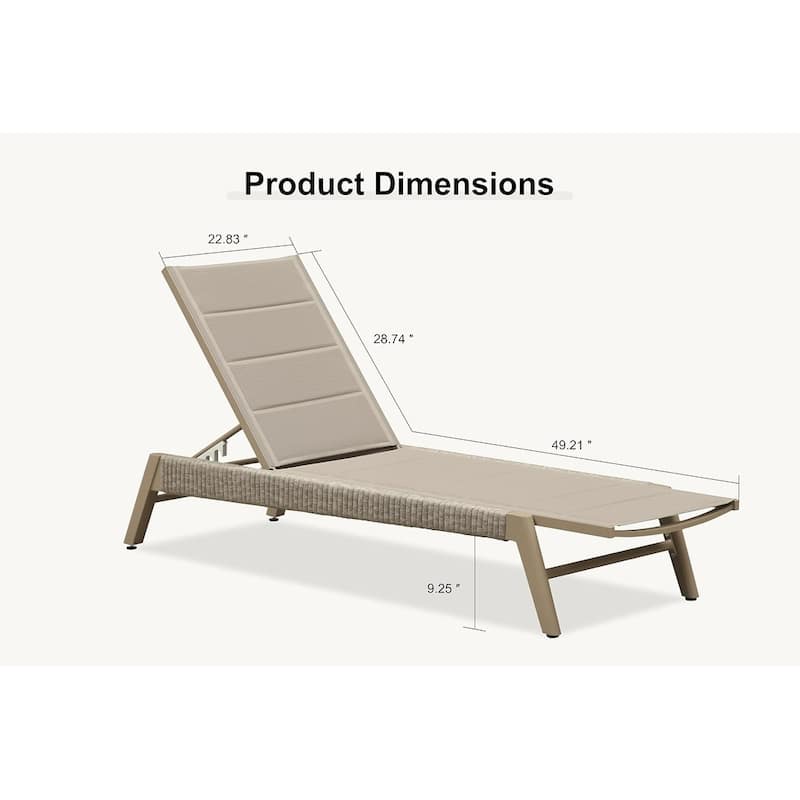 PURPLE LEAF Aluminum Adjustable Chaise Lounge with Cushion, Set of 2, for Poolside Sunbathing, Shale Color