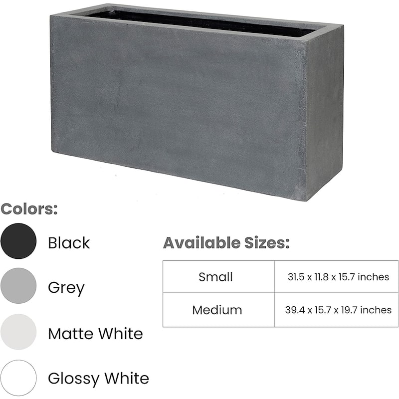 Pottery Pots Jort Small Fiberstone Indoor Outdoor Modern Rectangle Planter, 16 Inch Tall