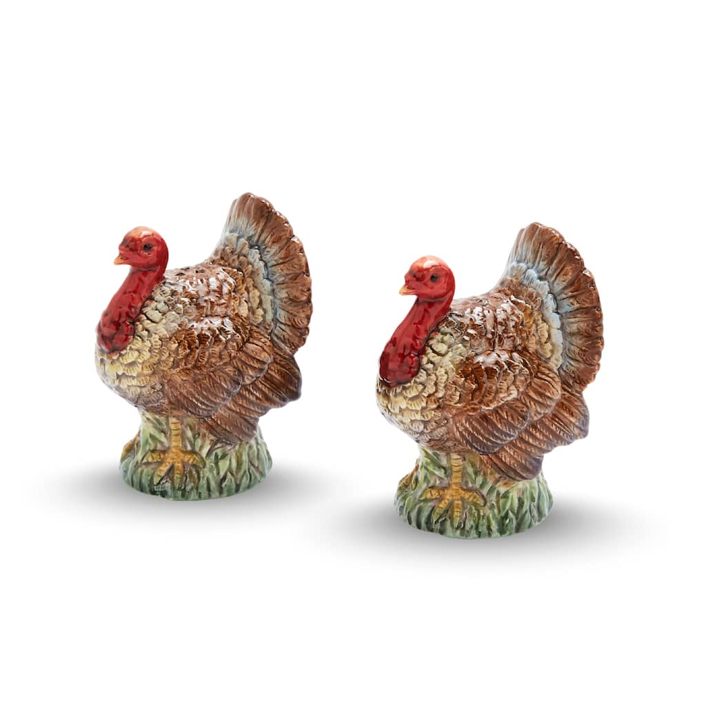 Spode Woodland Turkey Salt and Pepper Set - 2.5" D x 3.5" H