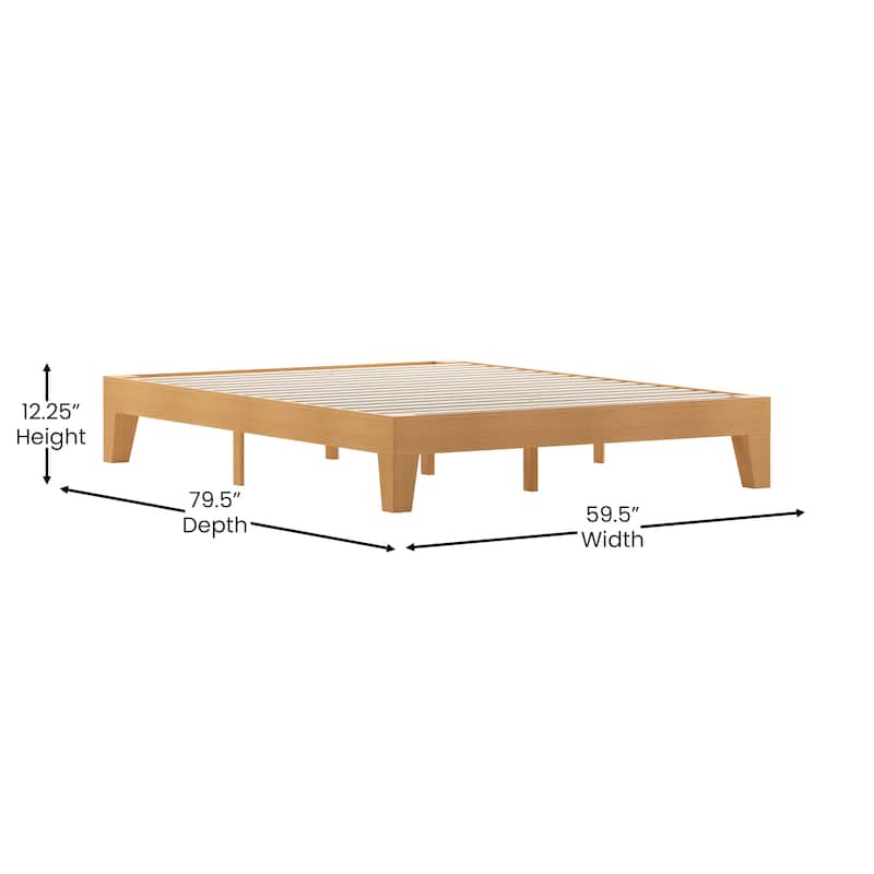 Wood Platform Bed with 14 Wooden Support Slats