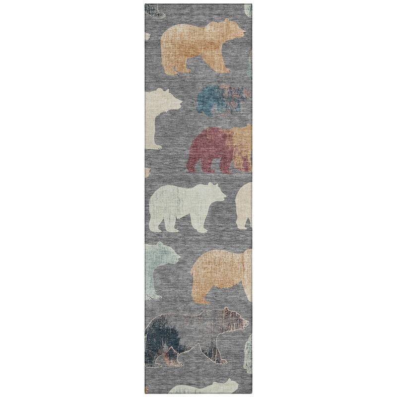 Machine Washable Indoor/ Outdoor Modern Bear Chantille Rug