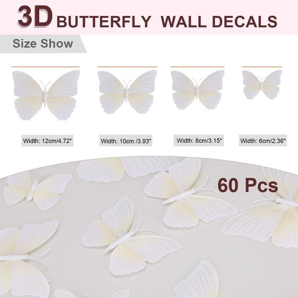 Shop 60pcs 3d Butterfly Art Decal Sticker Wall Sticker For Home