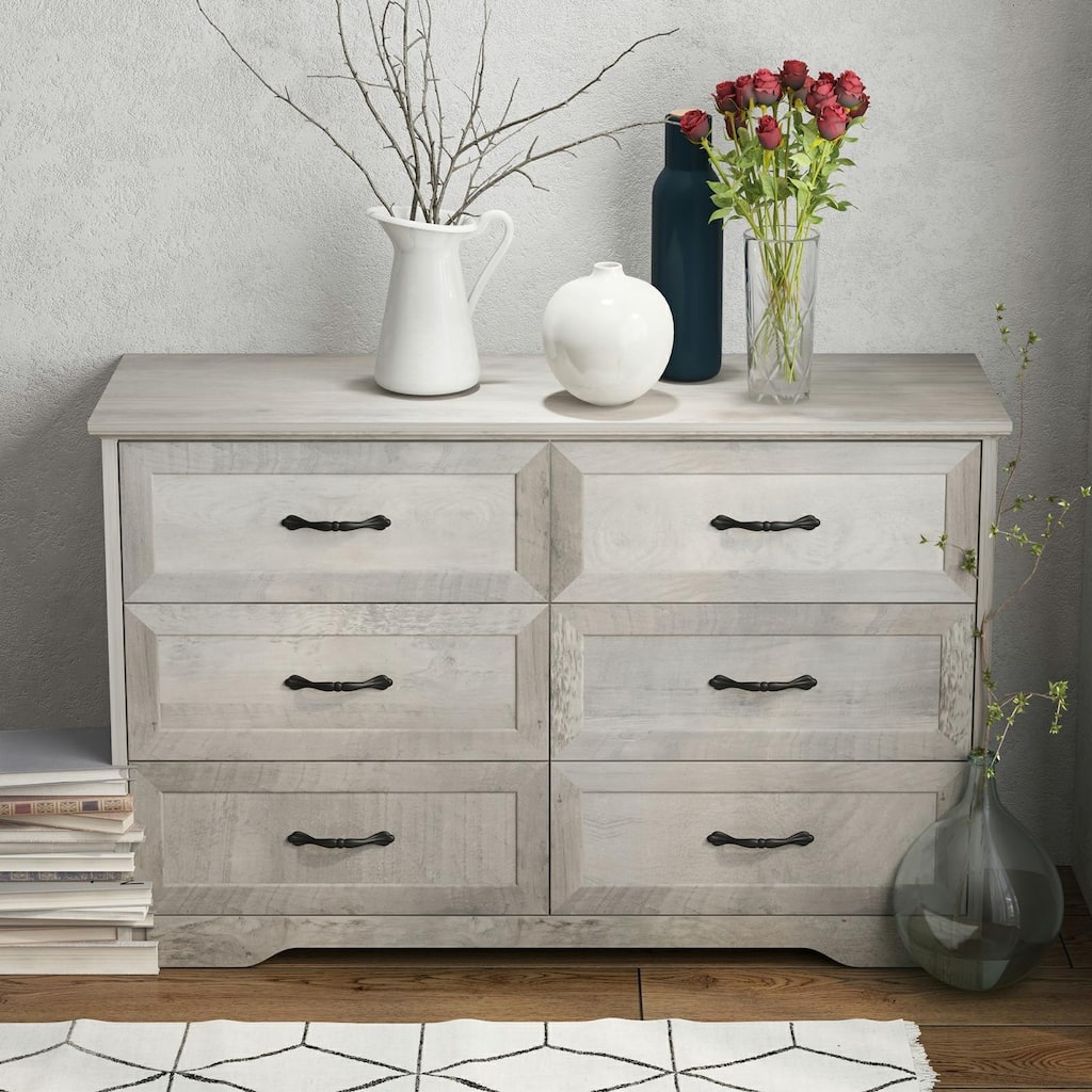 Natural Large Capacity 6 Drawers Dresser, Cabinet for Bedroom