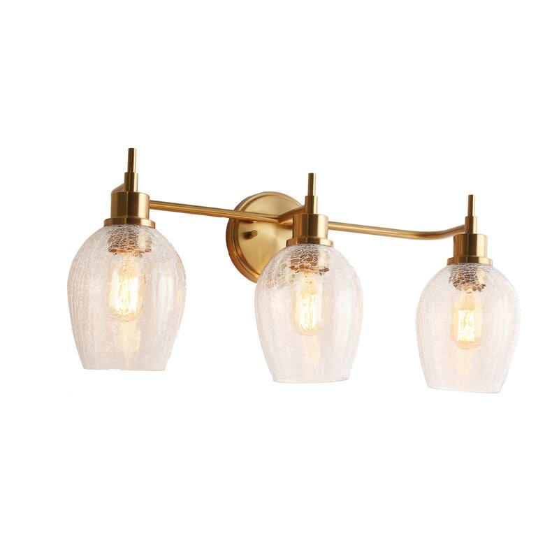 Modern Gold 3-Light Bathroom Vanity Light Glass Wall Sconces - W23.6" * H8.1"