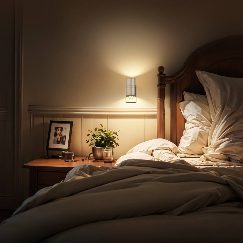 YANSUN 2-Pack Plug in Wall Night Light with Auto On/Off, Dimmable, 3000K Warm