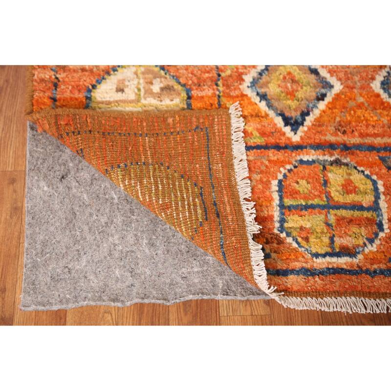 Orange Geometric Moroccan Large Rug Handmade Wool Carpet - 10'1" x 13'8"