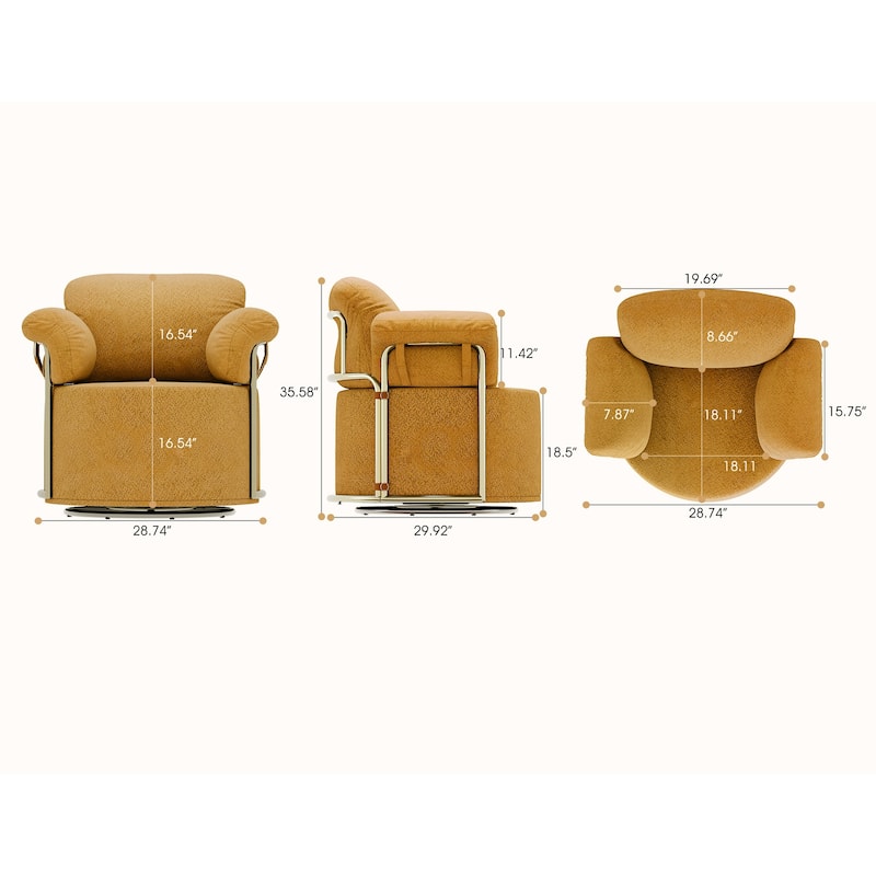 360 Degree Square Swivel Accent Sofa Chair,Fluffy Fabric Lounge Wide Upholstered Reading Chair