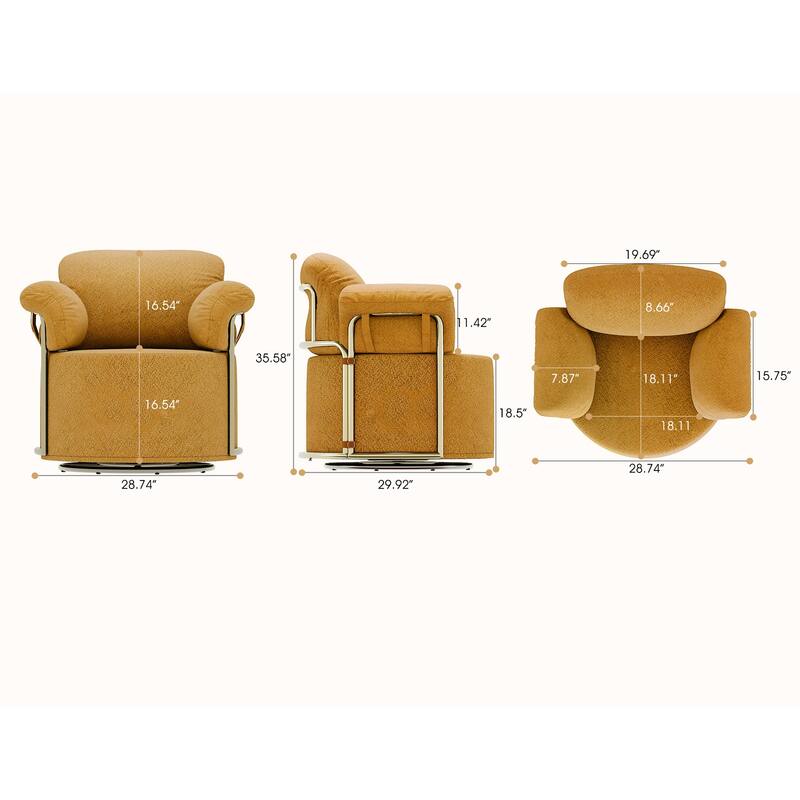 Upholstered 360 Degree Barrel Swivel Accent Sofa Chair