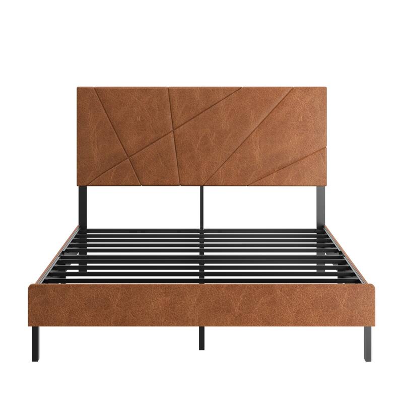 Roomfitters Metal Bed Frame, Square Platform Bed with Under-Bed Storage, Heavy Duty Mattress Foundation, Antique Brown