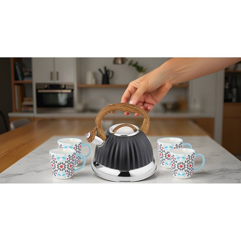 Lorren Home Trends Stovetop Tea Kettle 3L/12 Cups, Whistling Spout.