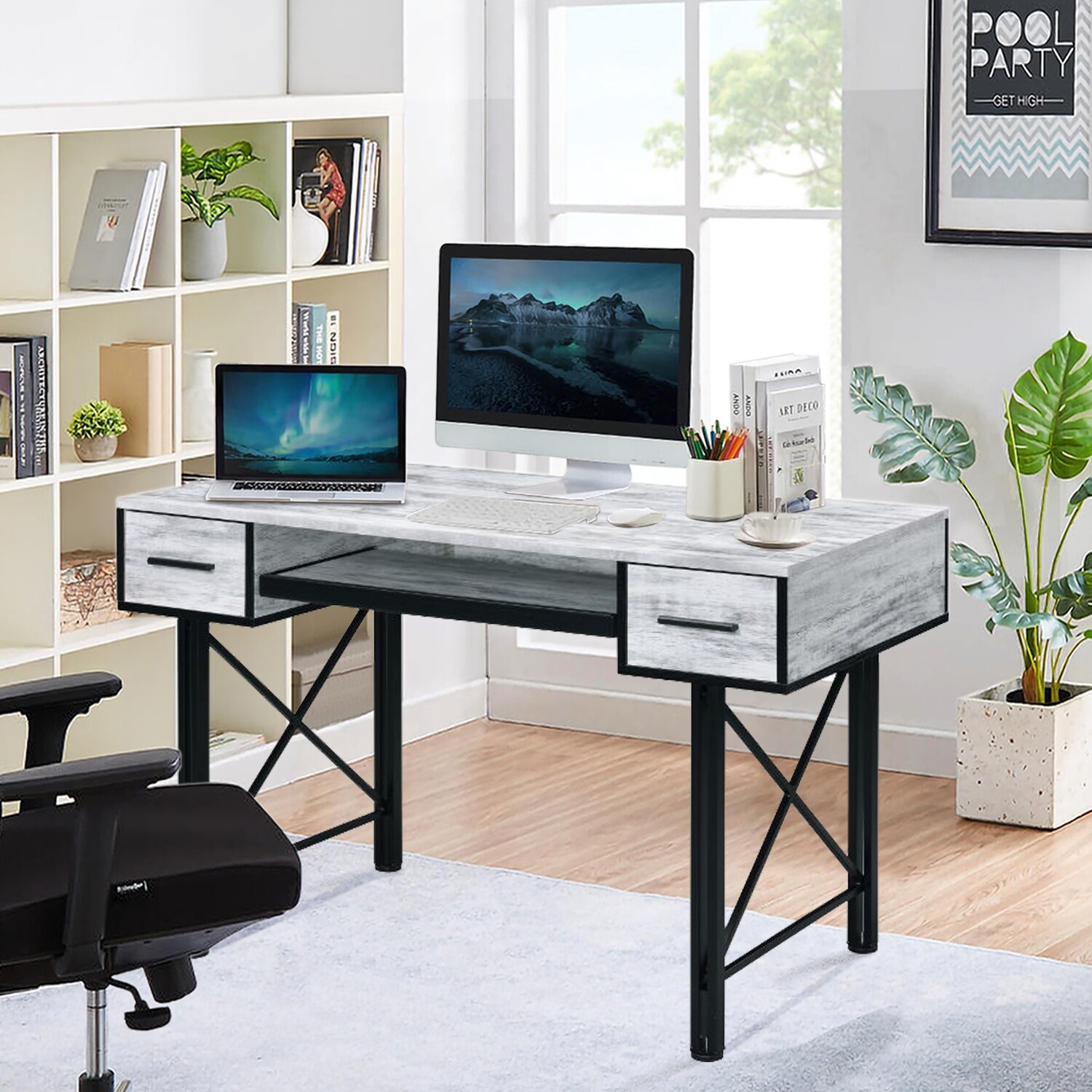 Antique white outlet computer desk