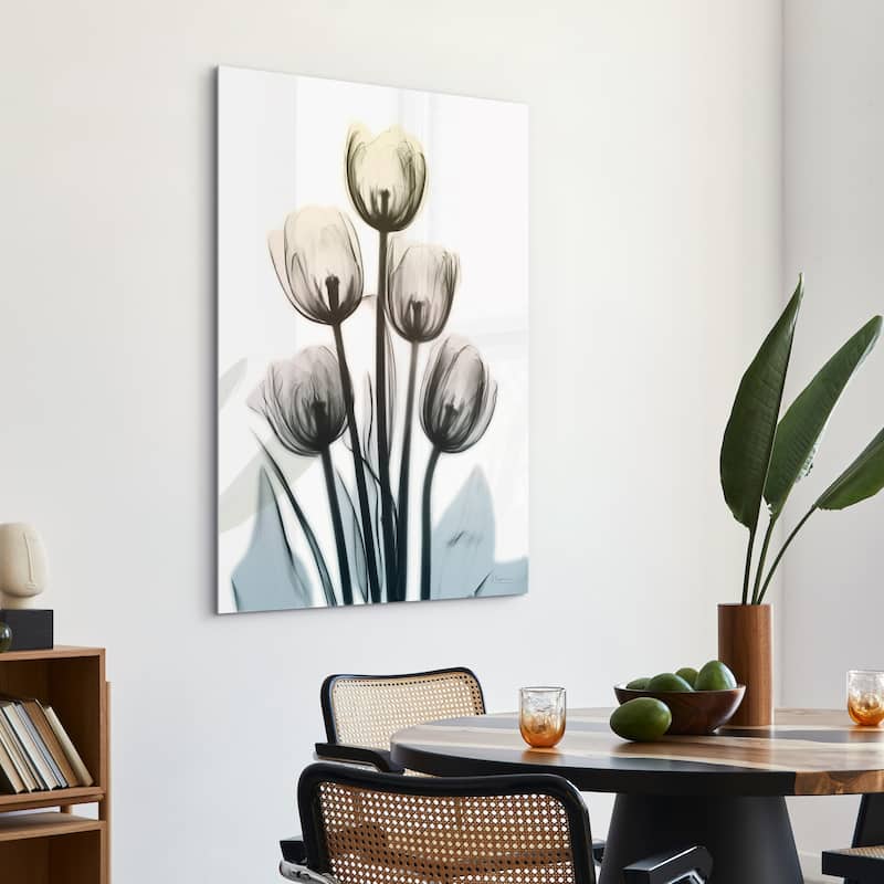 "Springing Tulips" Frameless Free Floating Tempered Glass Panel Graphic Wall Art