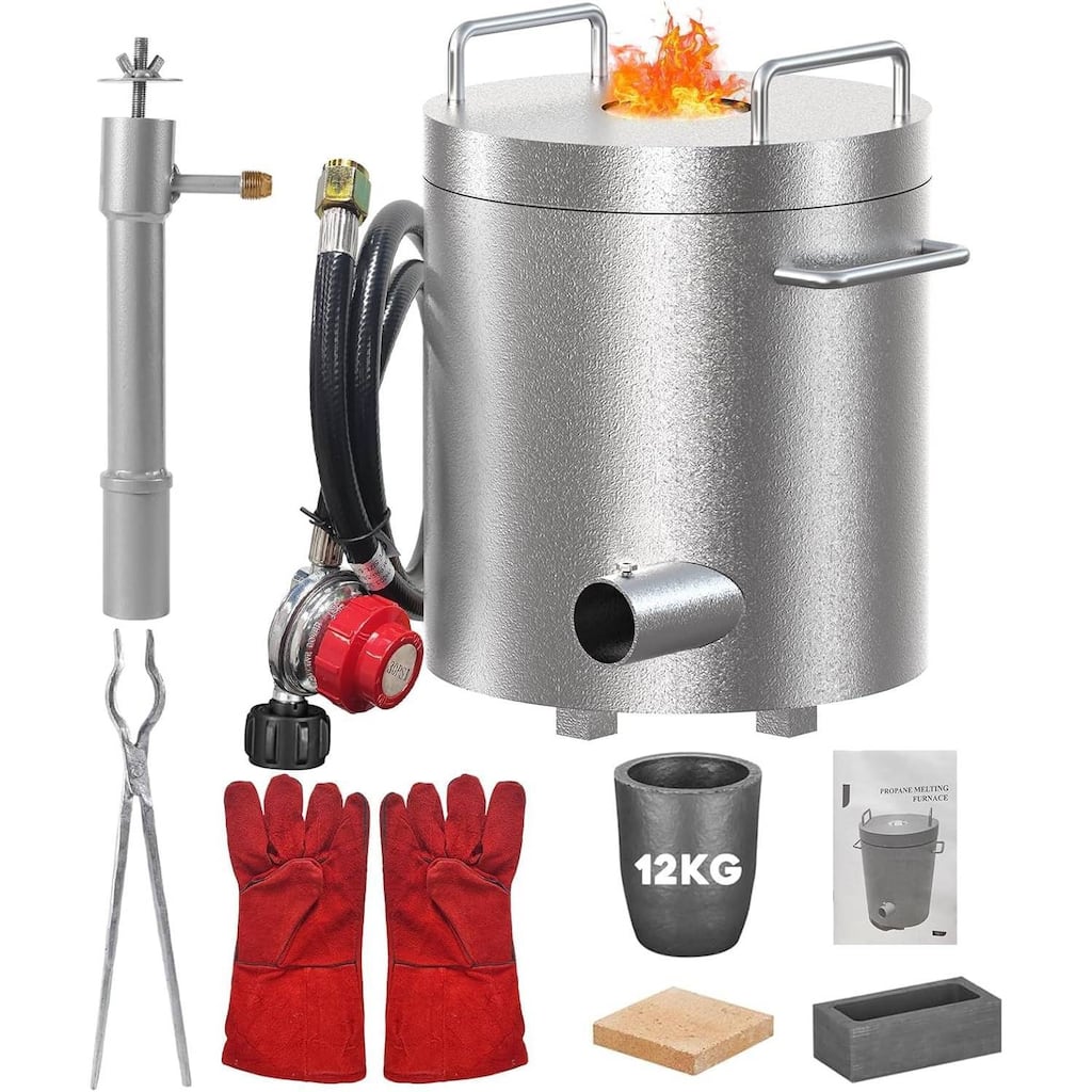 12KG Propane Melting Furnace Kit with Crucibles & Tongs Kiln
