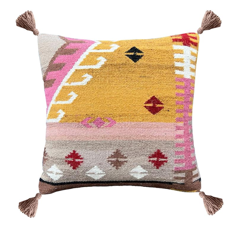 Vargas Handwoven Cotton Multi Color Block 20"x20" Square Pillow
