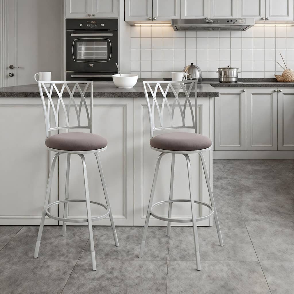 Azalea Park Set of 2 Indoor Adjustable Lattice Swivel Barstool - 16.93 W x 19.69 D x 39.69-43.62 H"