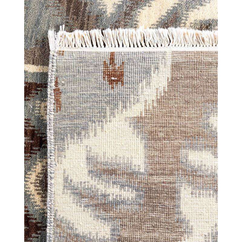 Ikat One-of-a-Kind Hand-Knotted Area Rug, Gray - 9' 1" x 12' 5"