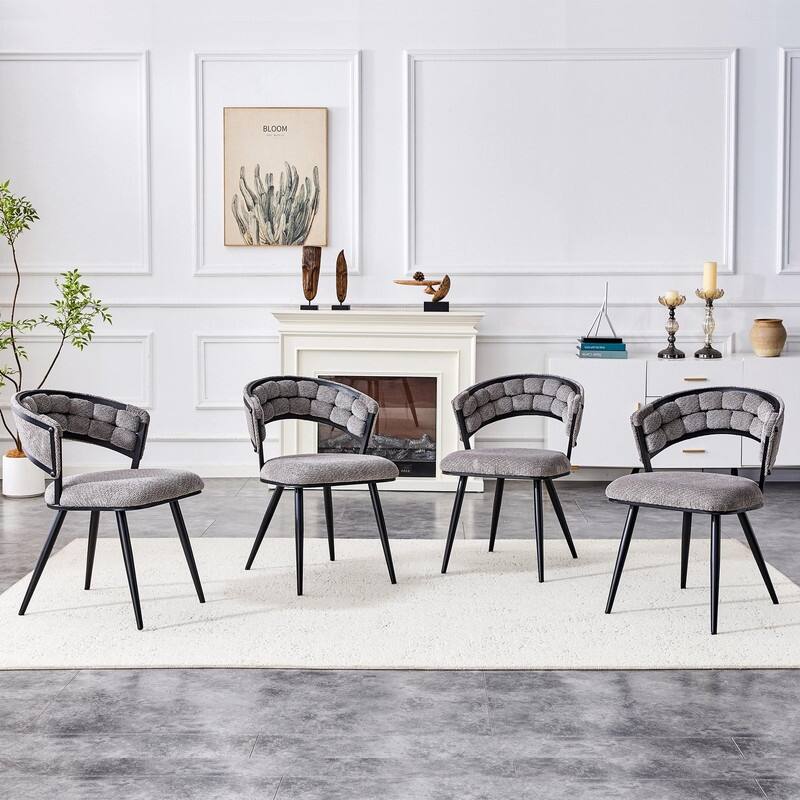 Set of 2 Velvet Dining Chairs with Black Legs, Modern Upholstered Accent Chairs