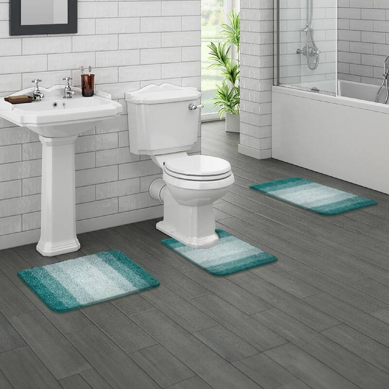 WaLensee 3Pieces Anti-Slip Bath Rug Set, Non-Slip Bathroom Rugs Contour Mat