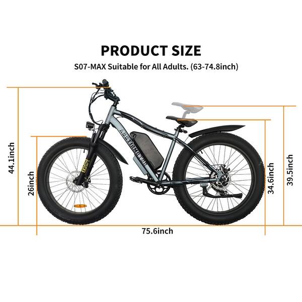 1000W Electric Fat Tire Bike, 48V 20Ah Lithium Battery, Shimano 7-Speed for  Adults - Gray - Bed Bath & Beyond - 42375650